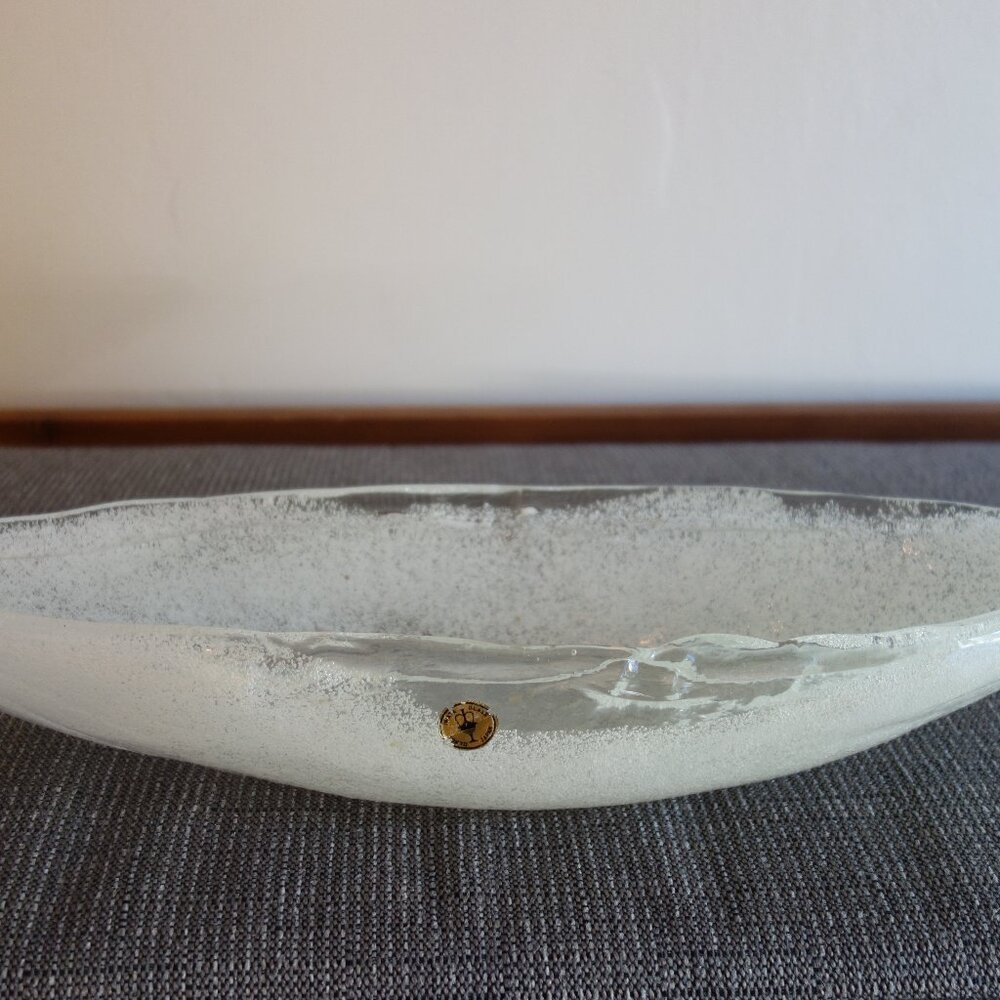 Vtg IWATA Tokyo Japan Clear Bubble Oblong Boat Shape Bowl – 18”